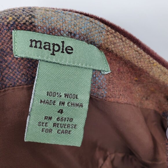 Maple Anthropologie Wool Checkerboard Plaid Velvet Trim Newsroom Jumper Dress 4 - Picture 3 of 9